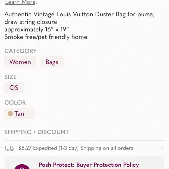 Louis Vuitton Brown Dust Bag - Picture 2 of 2